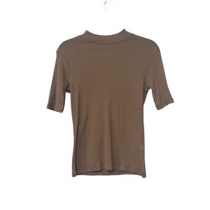 NWT Madewell Light Brown 3/4 Sleeve Ribbed Top Size XS